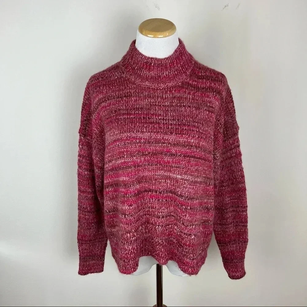 J. Crew Space Dye Mockneck Turtleneck Sweater Pink Size XS